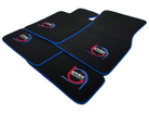 Black Floor Mats For BMW 5 Series G30 ER56 Design Limited Edition Blue Trim - AutoWin