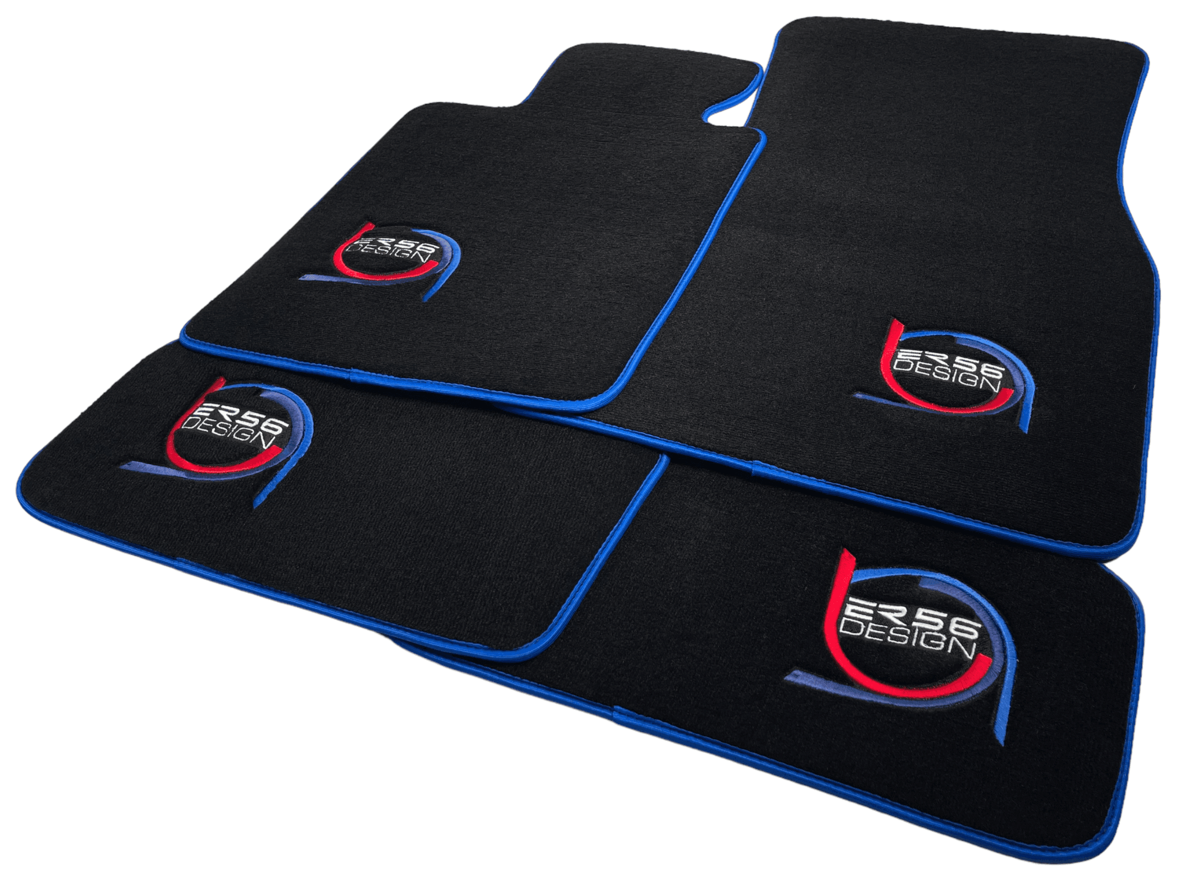 Black Floor Mats For BMW 6 Series E64 Convertible ER56 Design Limited Edition Blue Trim - AutoWin