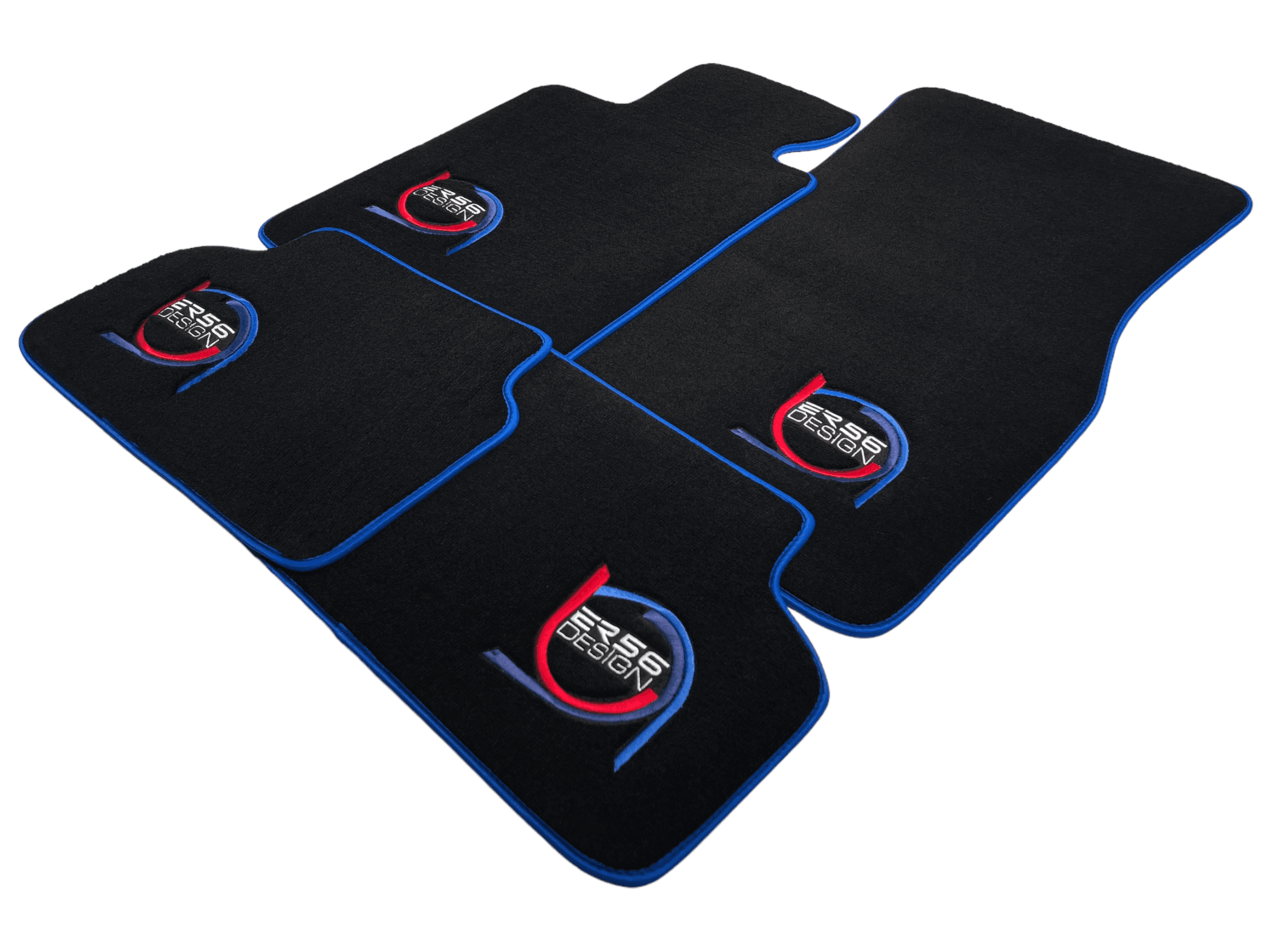 Black Floor Mats For BMW 6 Series E64 Convertible ER56 Design Limited Edition Blue Trim - AutoWin