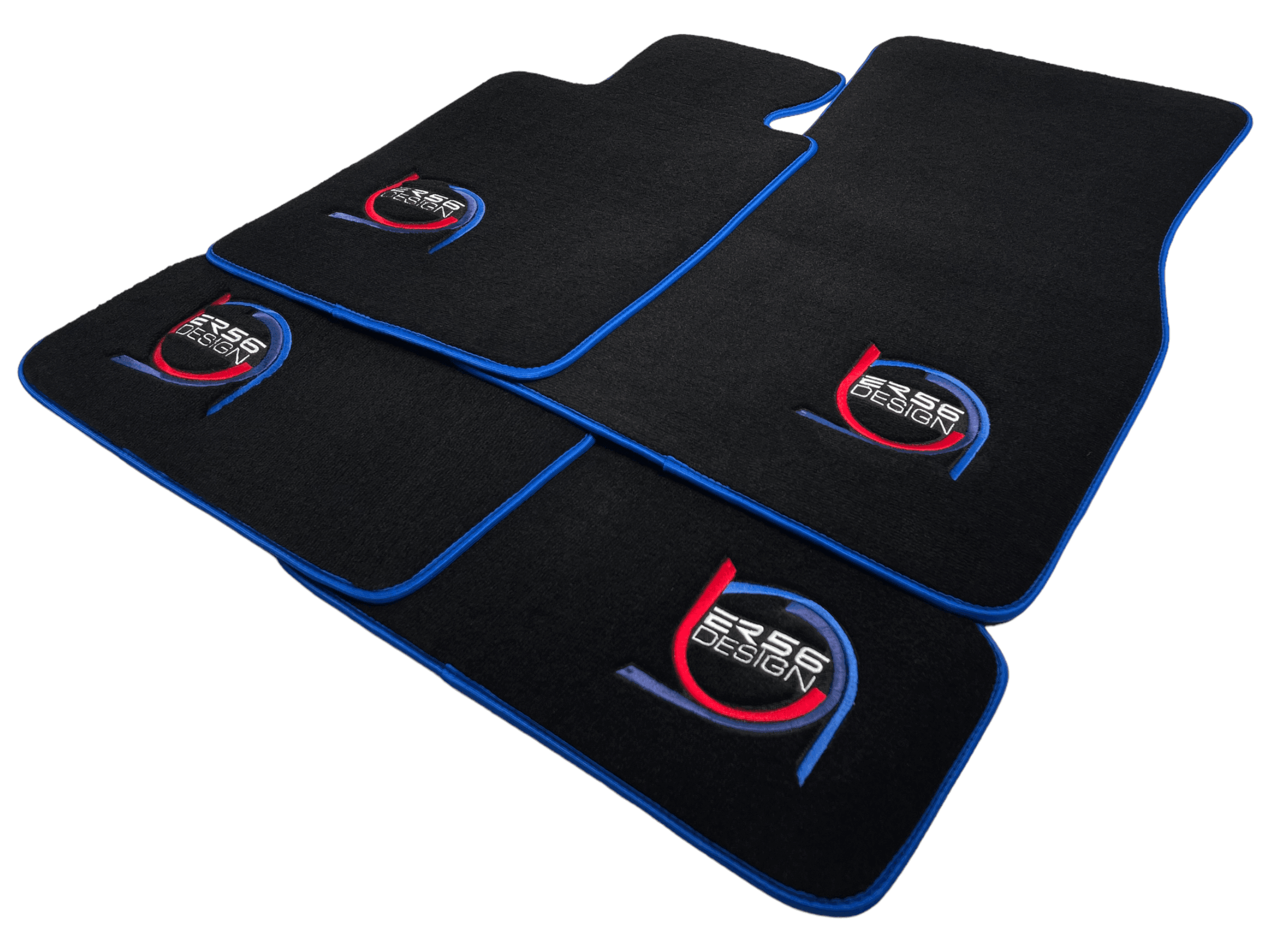 Black Floor Mats For BMW 7 Series E32 ER56 Design Limited Edition Blue Trim - AutoWin