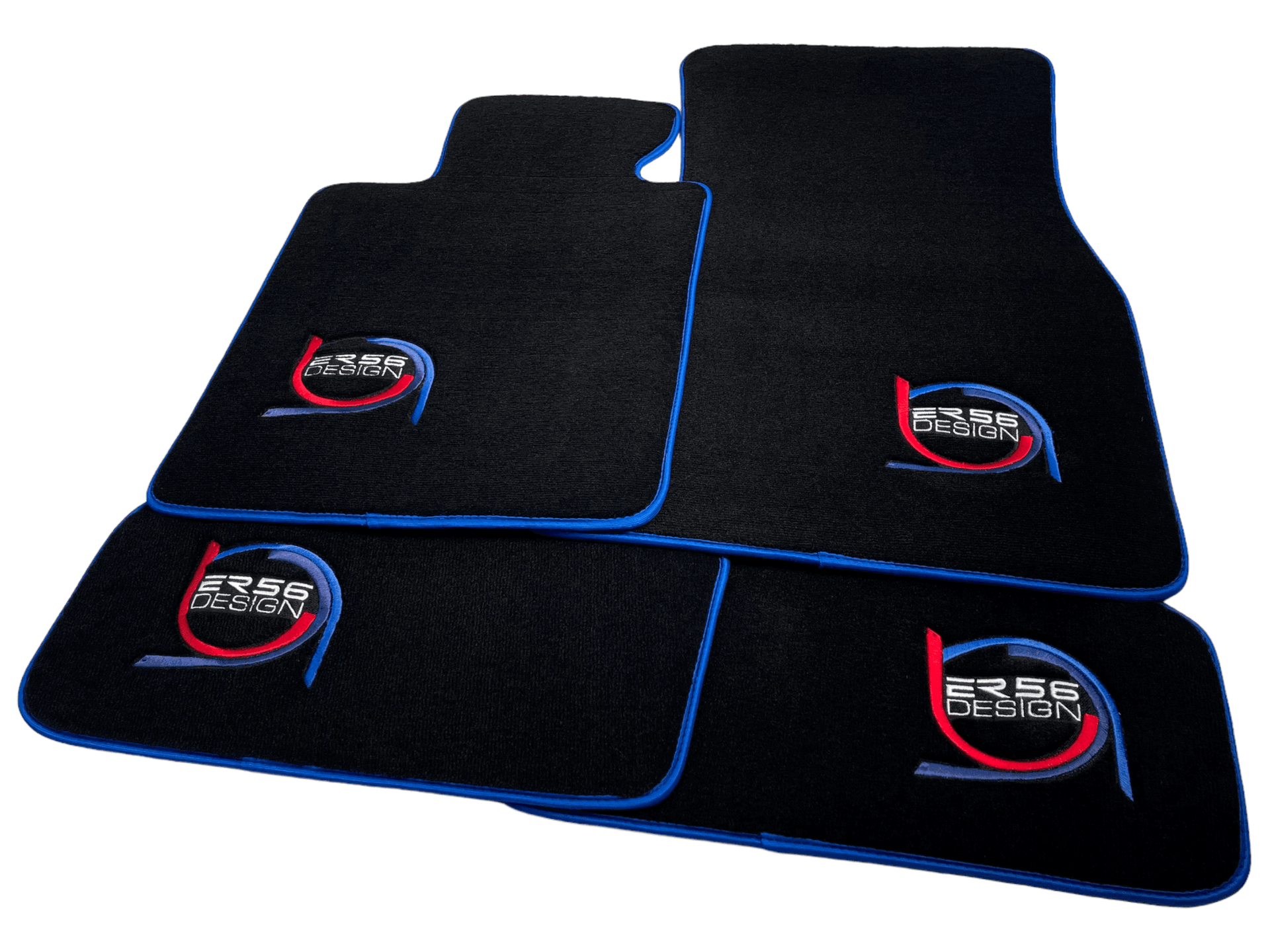 Black Floor Mats For BMW M5 E34 ER56 Design Limited Edition Blue Trim - AutoWin