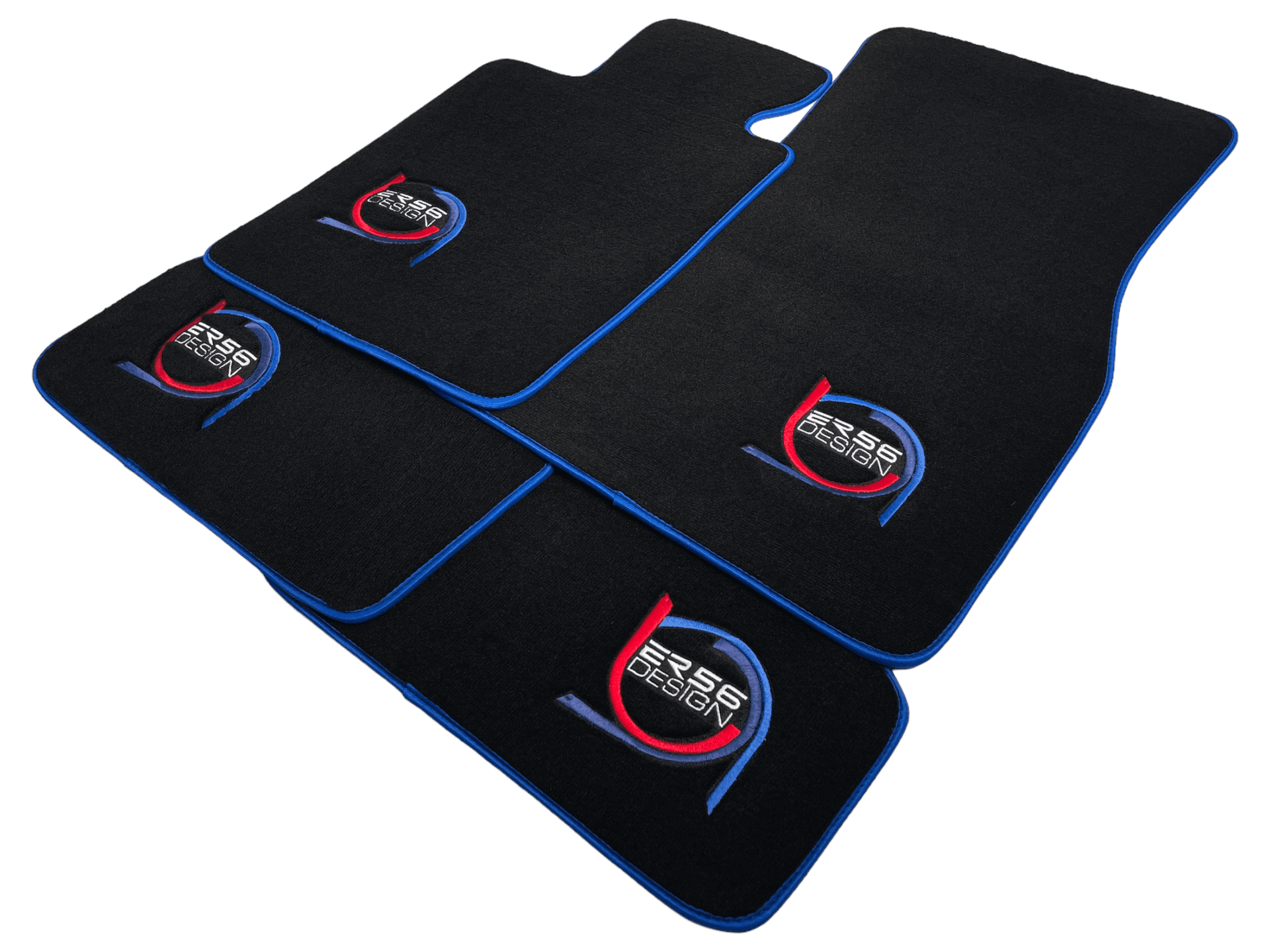 Black Floor Mats For BMW M6 E63 Coupe ER56 Design Limited Edition Blue Trim - AutoWin