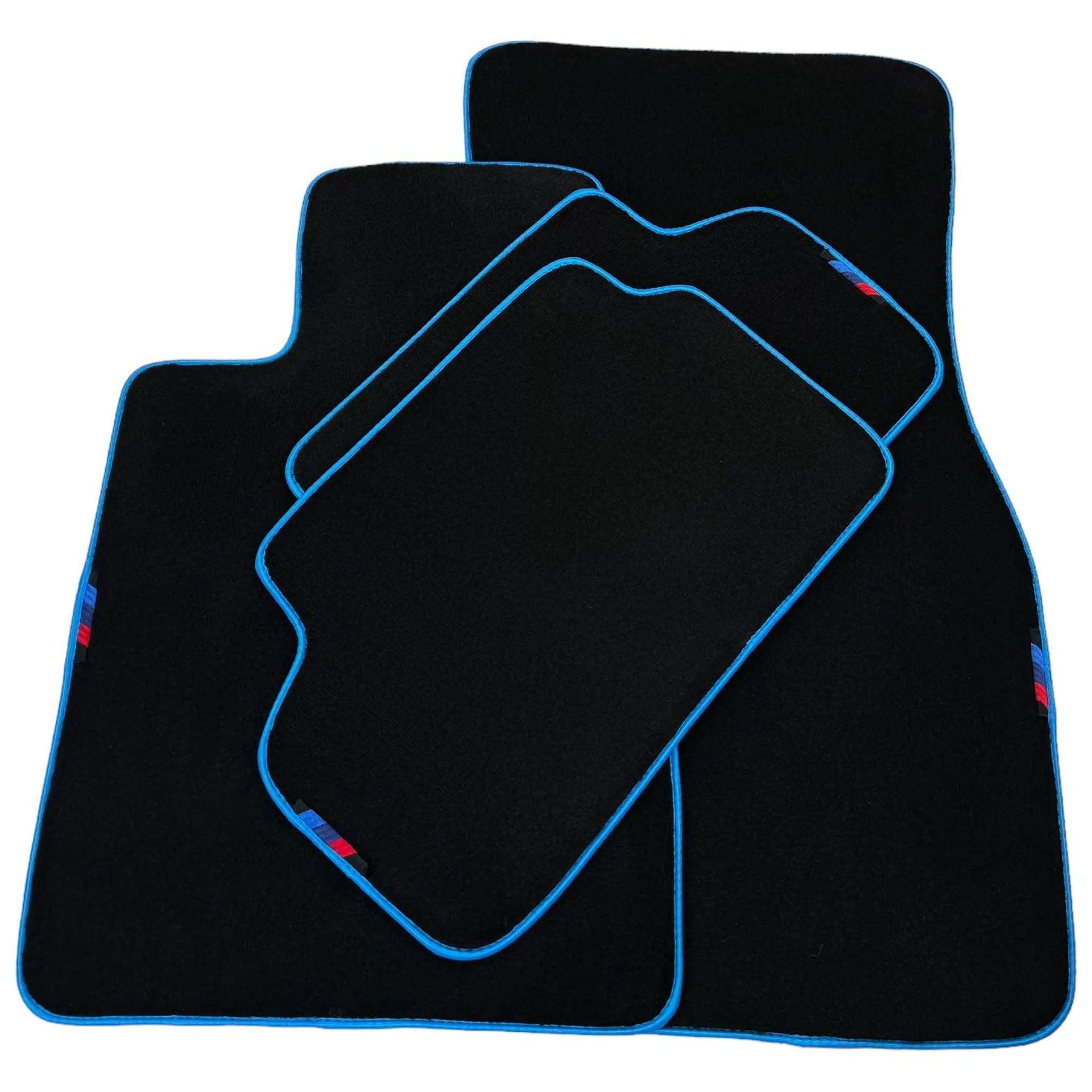 Black Floor Mats For BMW X5 Series E53 | Sky Blue Trim - AutoWin