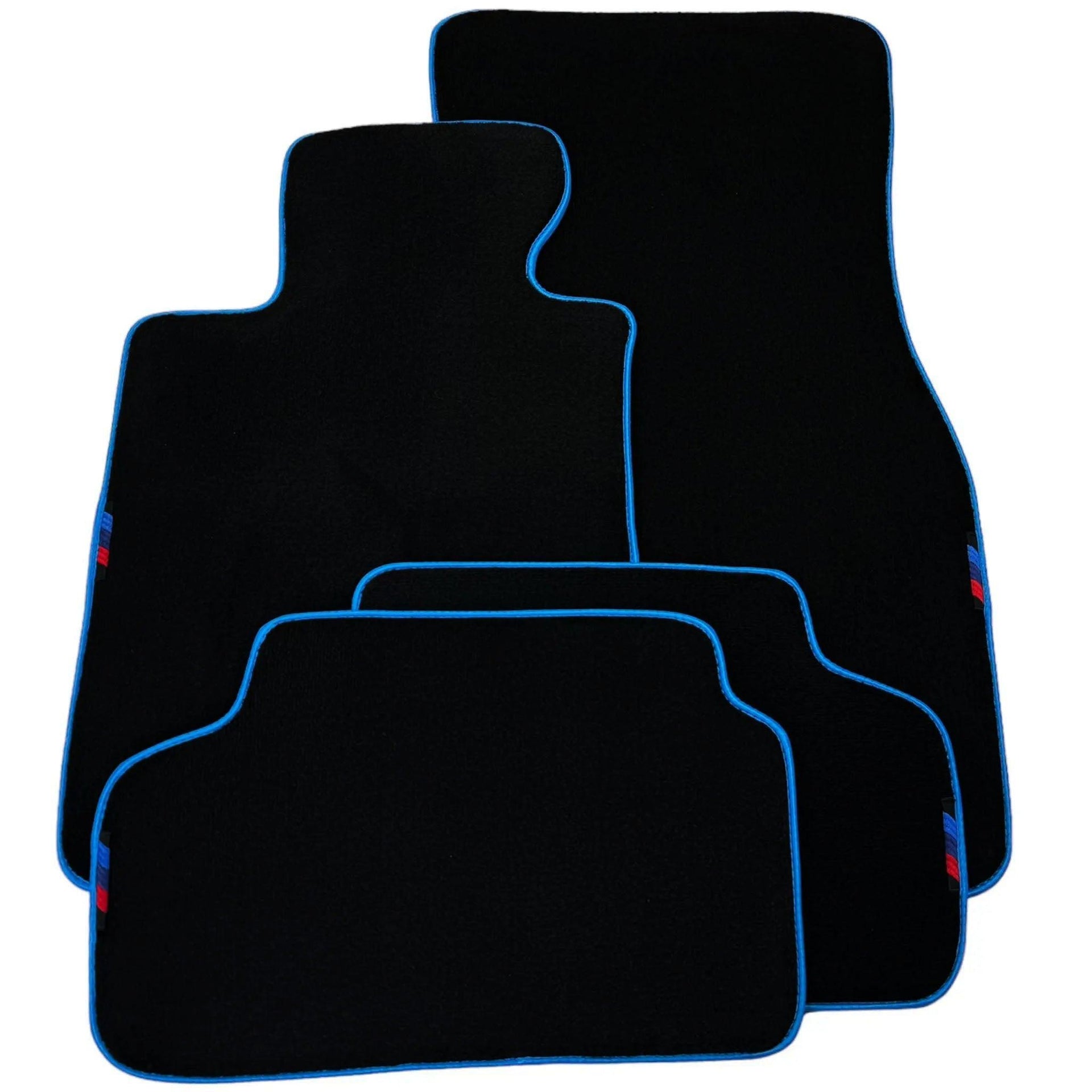 Black Floor Mats For BMW X5 Series E53 | Sky Blue Trim - AutoWin