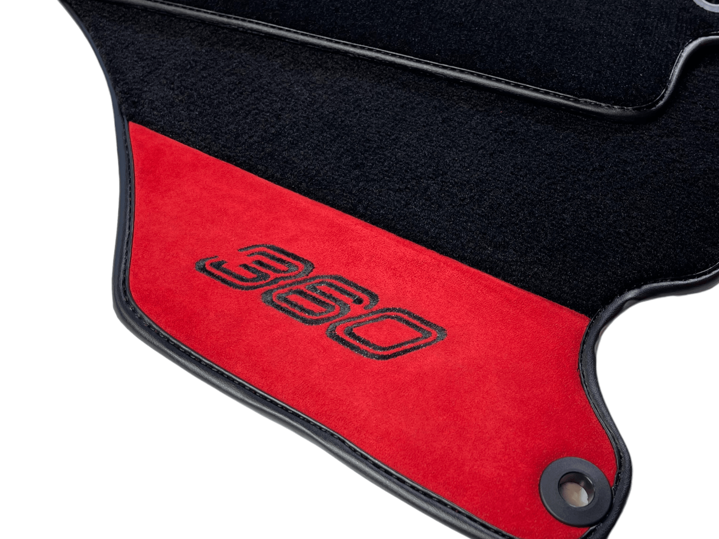 Black Floor Mats For Ferrari 360 Modena 1999-2005 With Red Alcantara Leather - AutoWin