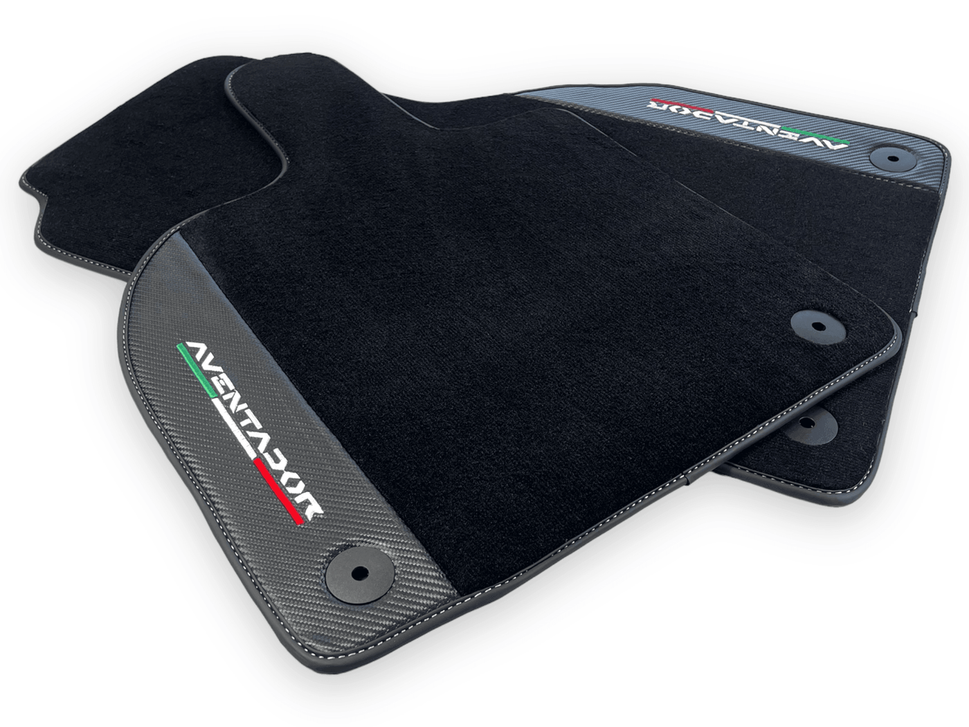 Black Floor Mats for Lamborghini Aventador With Carbon Fiber Leather - AutoWin