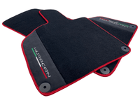 Black Floor Mats for Lamborghini Huracan with Alcantara Leather And Red Trim - AutoWin