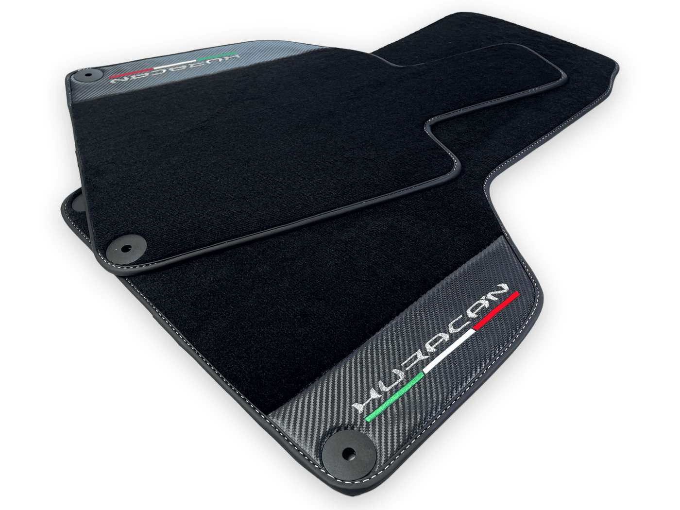 Black Floor Mats for Lamborghini Huracan With Carbon Fiber Leather - AutoWin