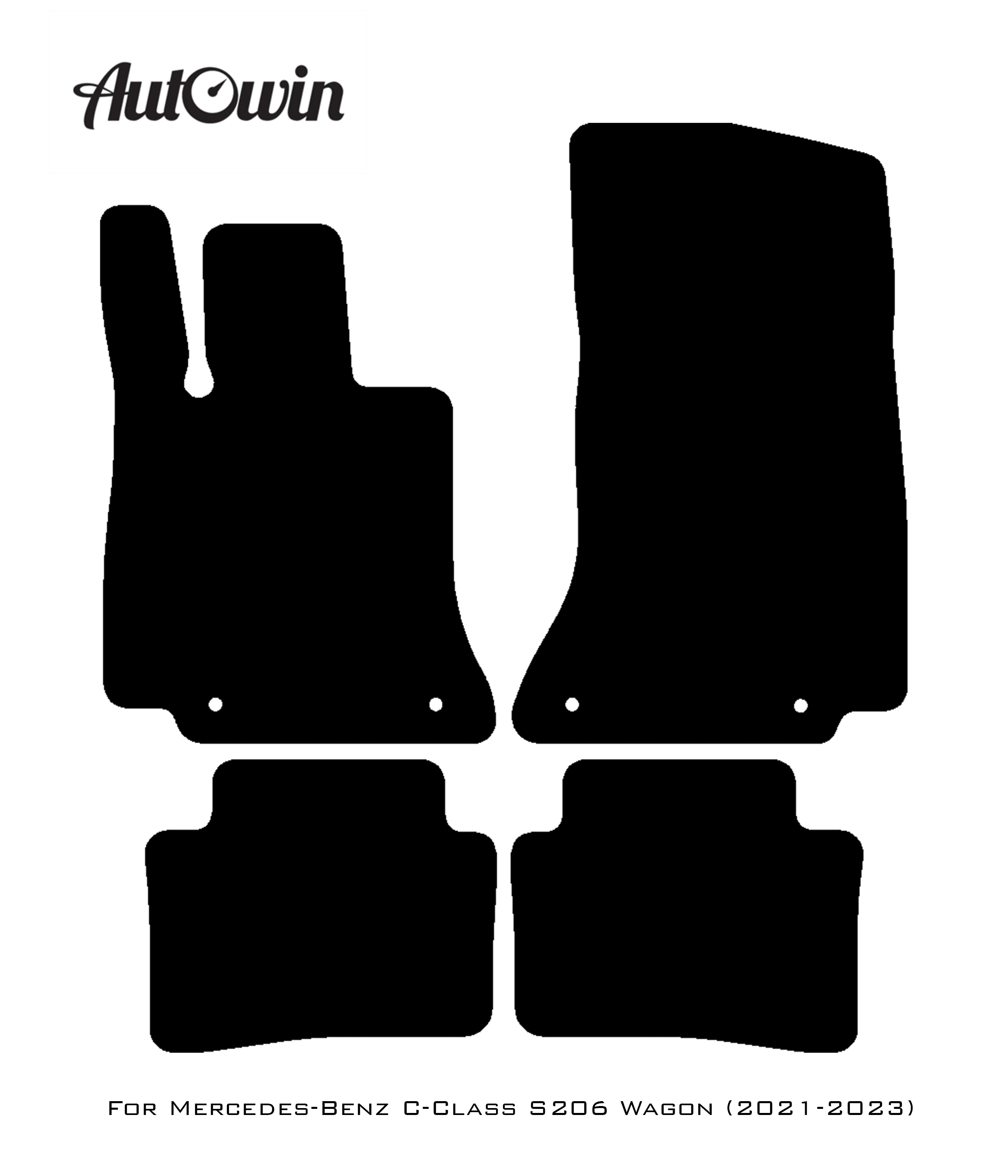 Black Floor Mats For Mercedes Benz C-Class S206 Wagon (2021-2023) | AutoWin Edition - AutoWin