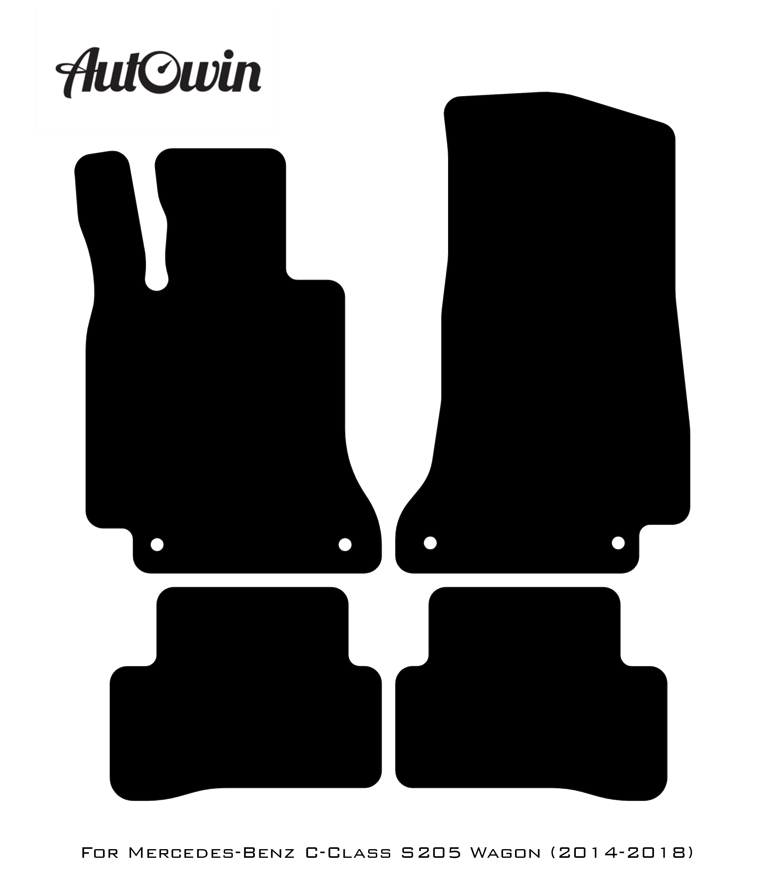 Black Luxury Floor Mats For Mercedes Benz C-Class S205 Wagon (2014-2018) | ER56 Design - AutoWin