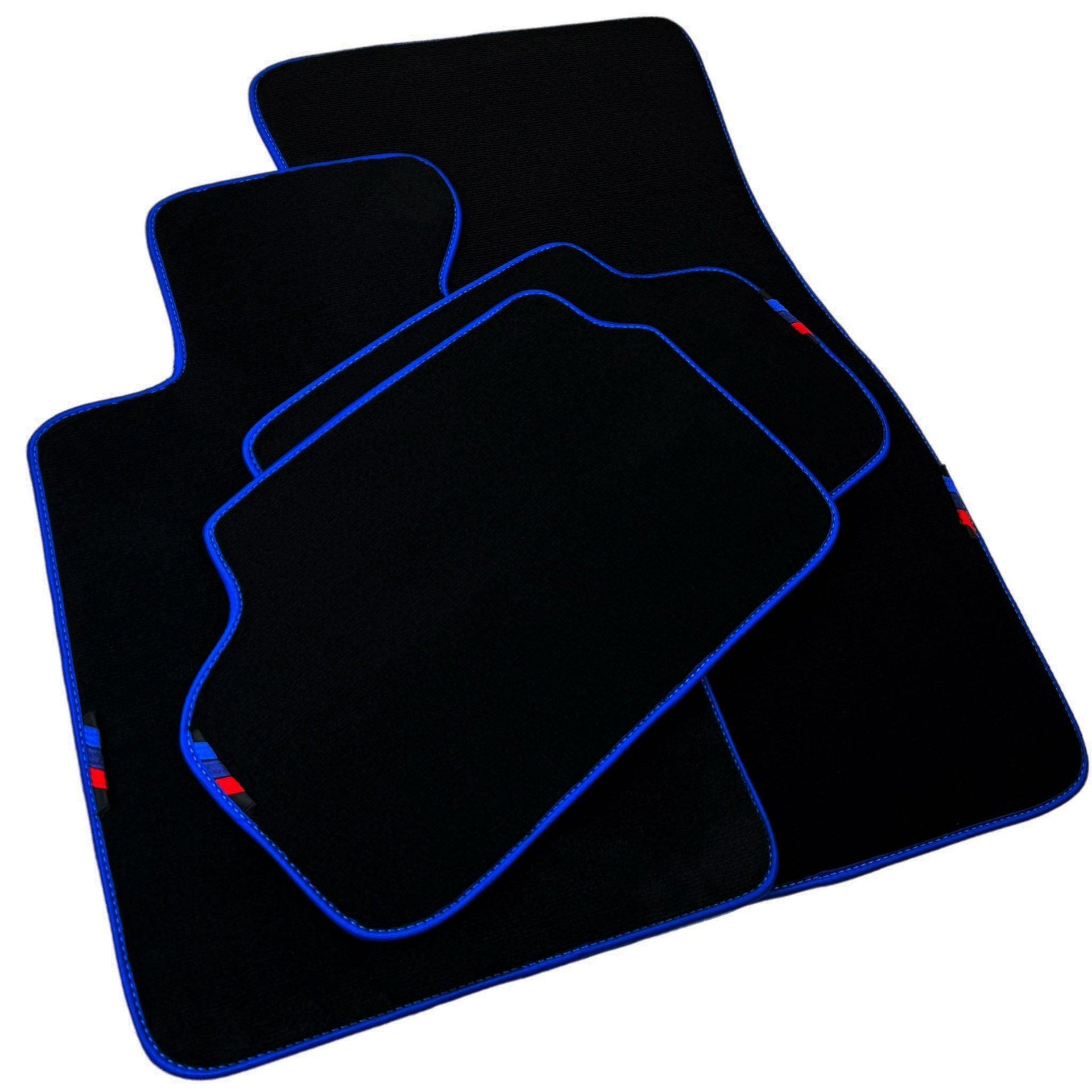 Black Mats For BMW 3 Series E30 4-doors Sedan | Blue Trim - AutoWin