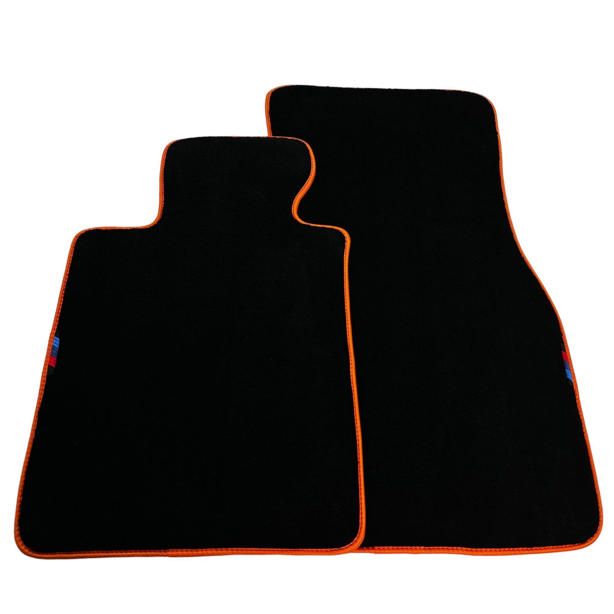 Black Mats For BMW 6 Series E24 Coupe | Orange Trim - AutoWin