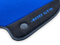 Blue Floor Mats For Ferrari 488 GTB 2016-2022 Carpets With Alcantara Leather - AutoWin