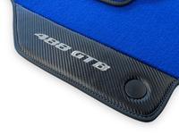 Blue Floor Mats For Ferrari 488 Gtb 2016-2022 Carpets With Carbon Fiber Leather - AutoWin