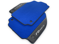 Blue Floor Mats For Ferrari F8 Tributo 2019-2022 With Carbon Leather - AutoWin