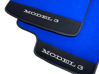 Blue Floor Mats For Tesla Model 3 With Alcantara Leather - AutoWin