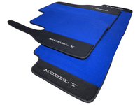 Blue Floor Mats For Tesla Model Y With Alcantara Leather - AutoWin