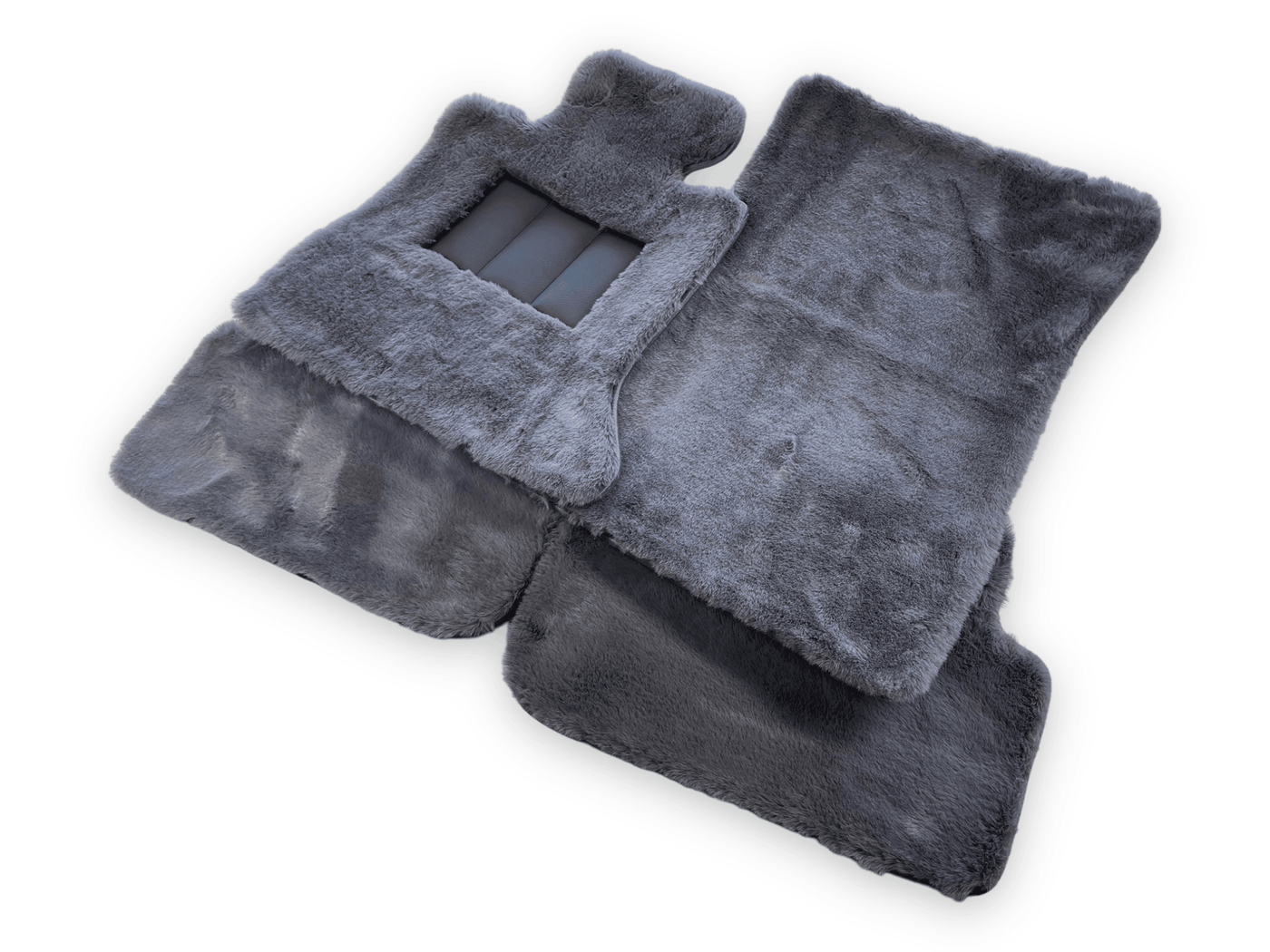 Dark Gray Sheepskin Floor Mats For Rolls Royce Wraith 2013-2023 Er56 Design - AutoWin