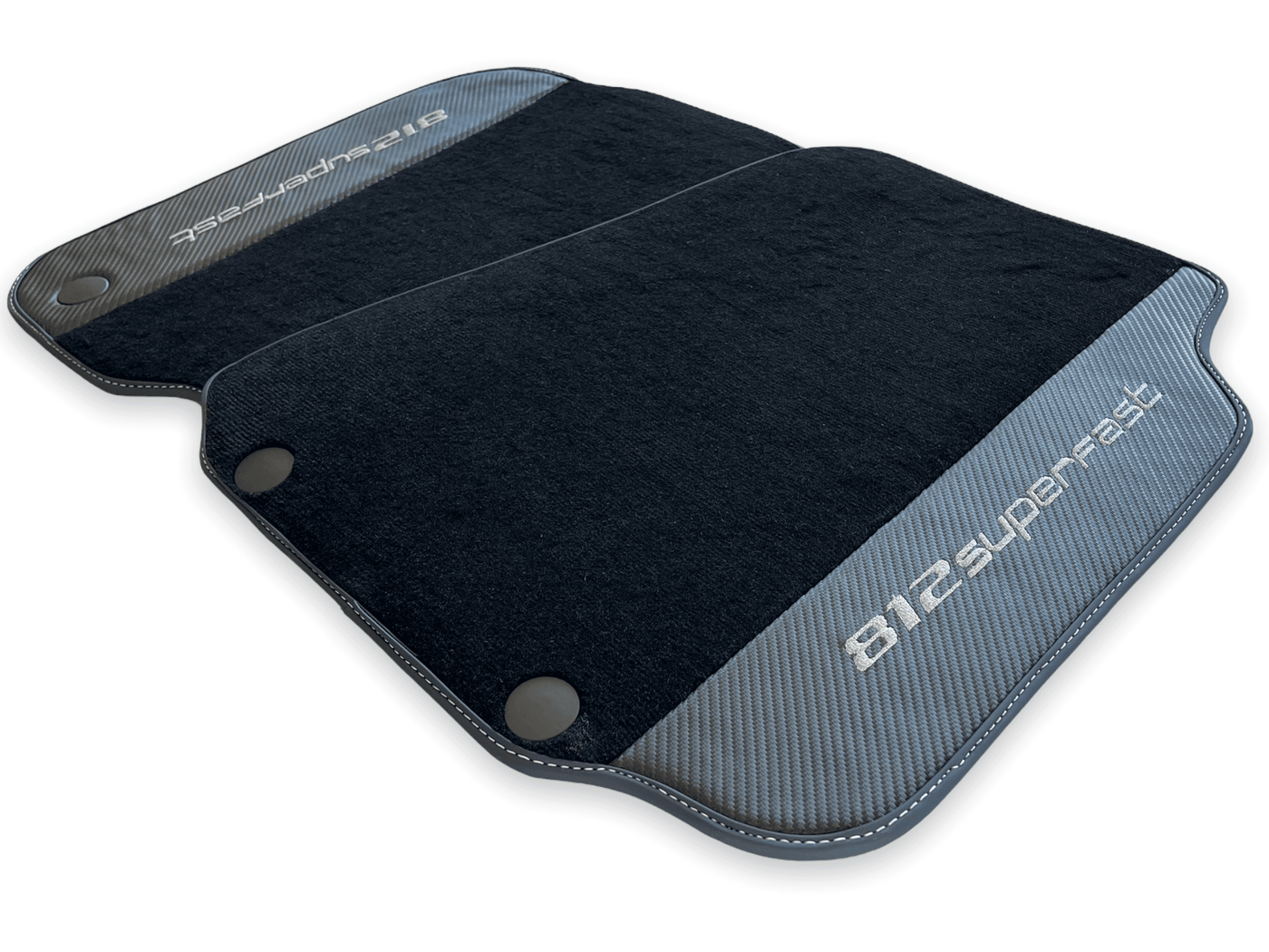Floor Mats For Ferrari 812 Superfast Carbon Fiber And Black Carpet - AutoWin