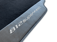Floor Mats For Ferrari 812 Superfast Carbon Fiber And Black Carpet - AutoWin