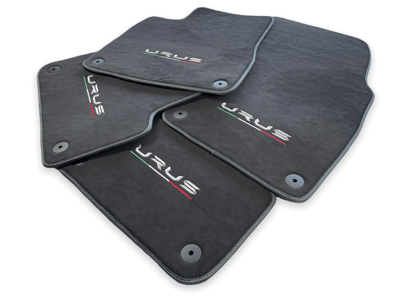Floor Mats For Lamborghini Urus Alcantara Leather With Yellow Stitching - AutoWin