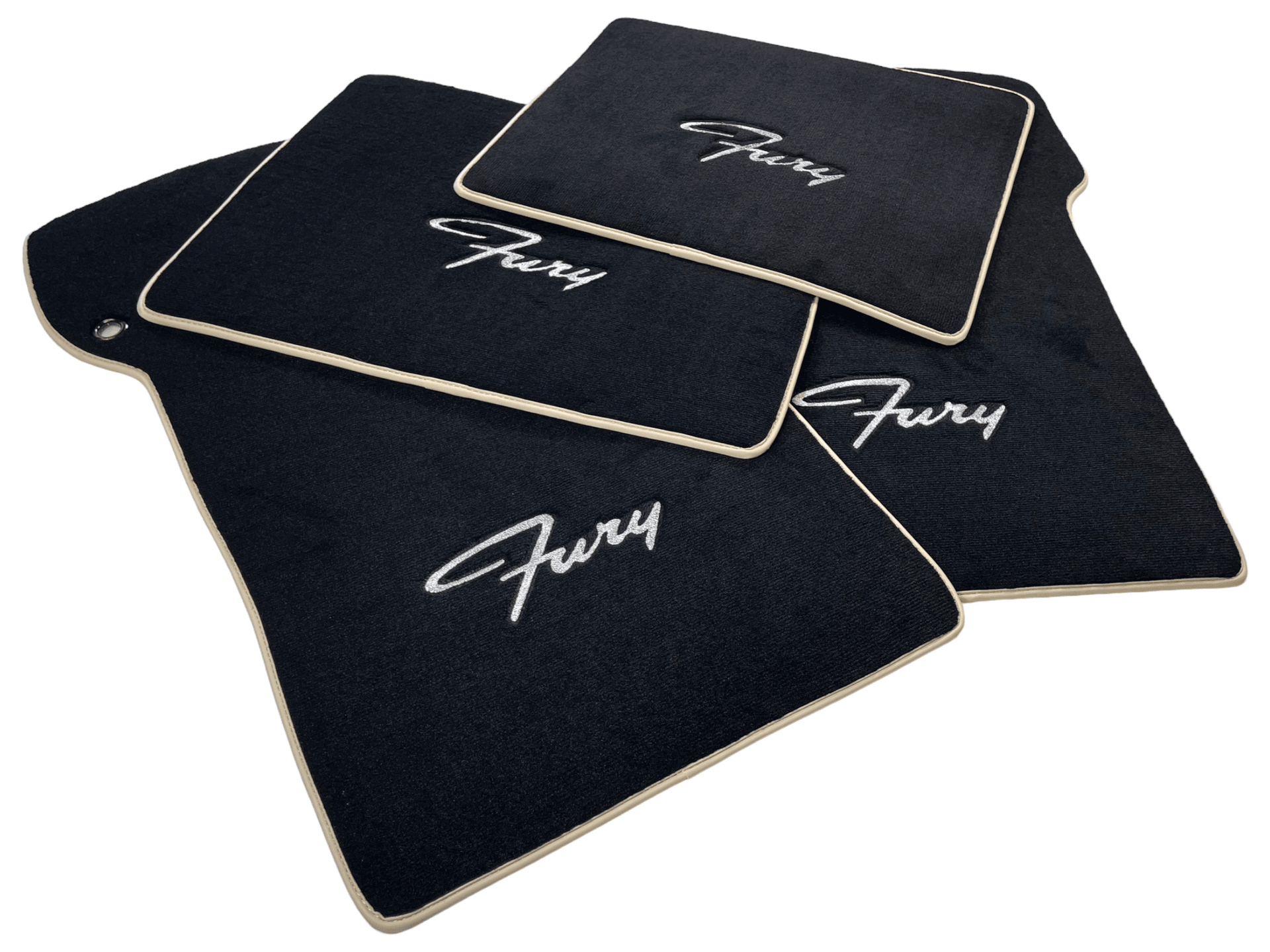 Floor Mats For Plymouth Fury 1957-1968 Black With Beige Trim - AutoWin