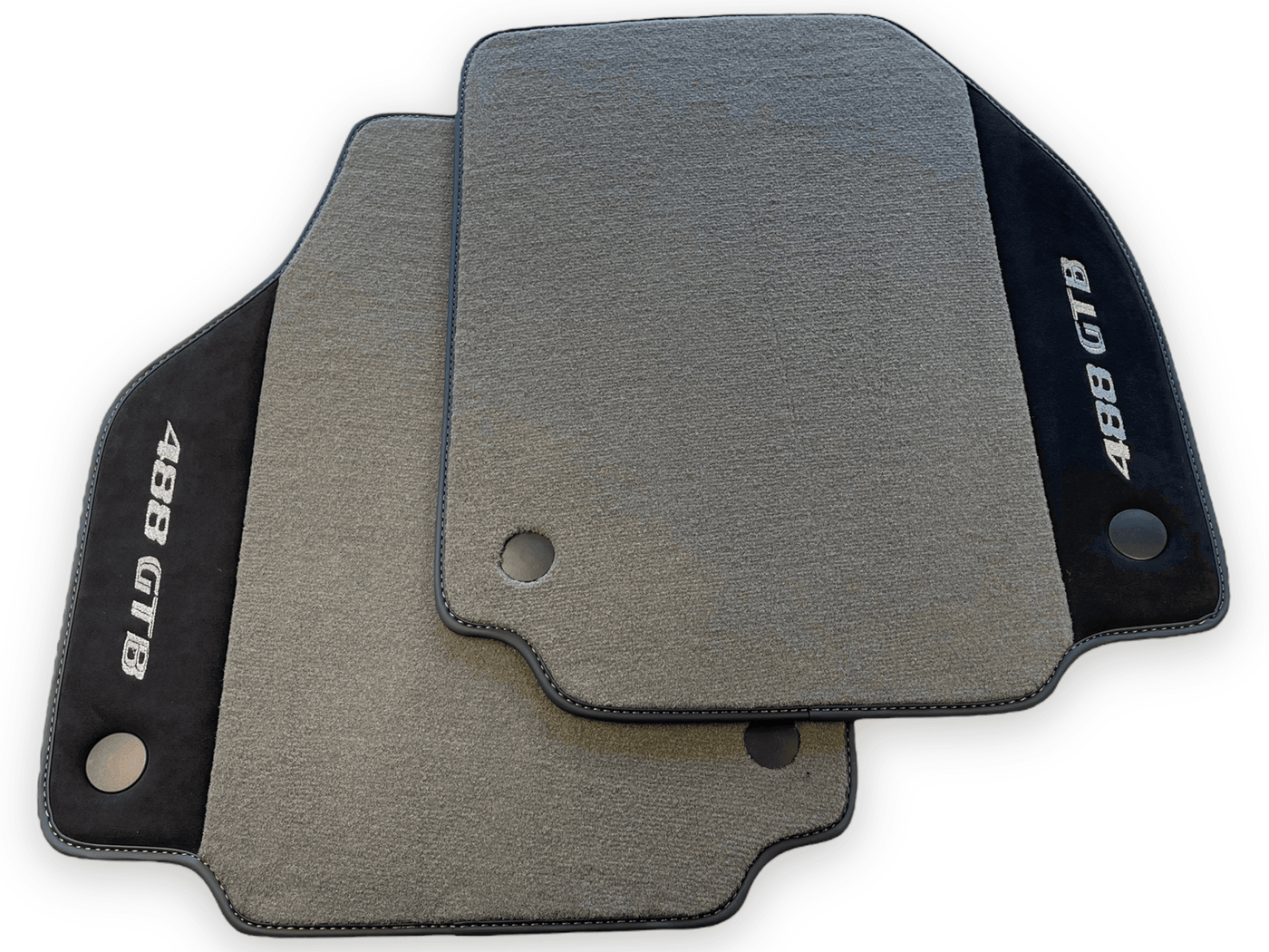 Gray Floor Mats For Ferrari 488 GTB 2015-2022 Carpets With Alcantara Leather - AutoWin