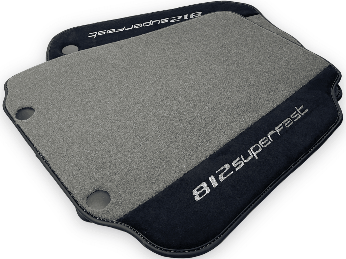Gray Floor Mats For Ferrari 812 Superfast With Alcantara Leather - AutoWin