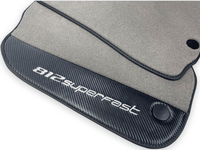 Gray Floor Mats For Ferrari 812 Superfast With Carbon Fiber Leather - AutoWin