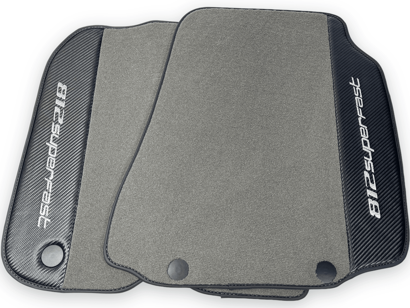 Gray Floor Mats For Ferrari 812 Superfast With Carbon Fiber Leather - AutoWin