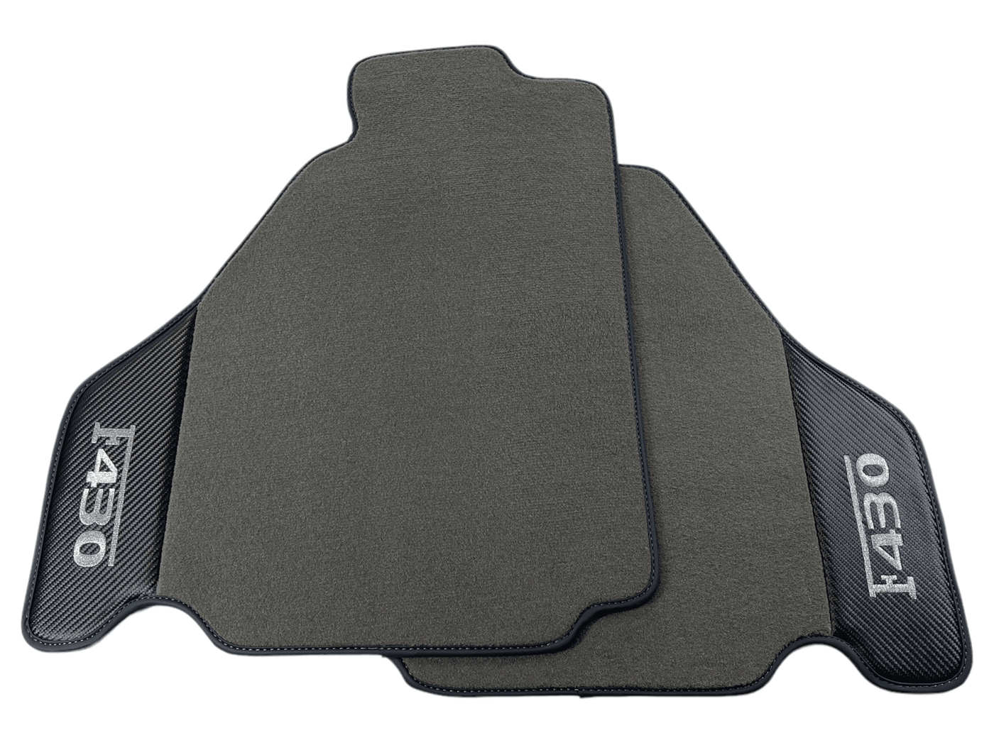 Gray Floor Mats For Ferrari F430 2004-2009 With Carbon Fiber Leather - AutoWin