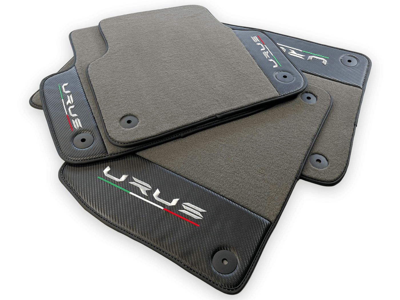 Gray Floor Mats For Lamborghini Urus With Carbon Leather - AutoWin