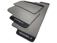 Gray Floor Mats For Tesla Model 3 With Alcantara Leather - AutoWin