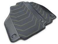 Leather Floor Mats For Ferrari 458 Italia 2009-2015 Black With Yellow Sewing - AutoWin