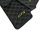 Leather Floor Mats for Porsche Panamera 2017-2023 971 Yellow Sewing - AutoWin