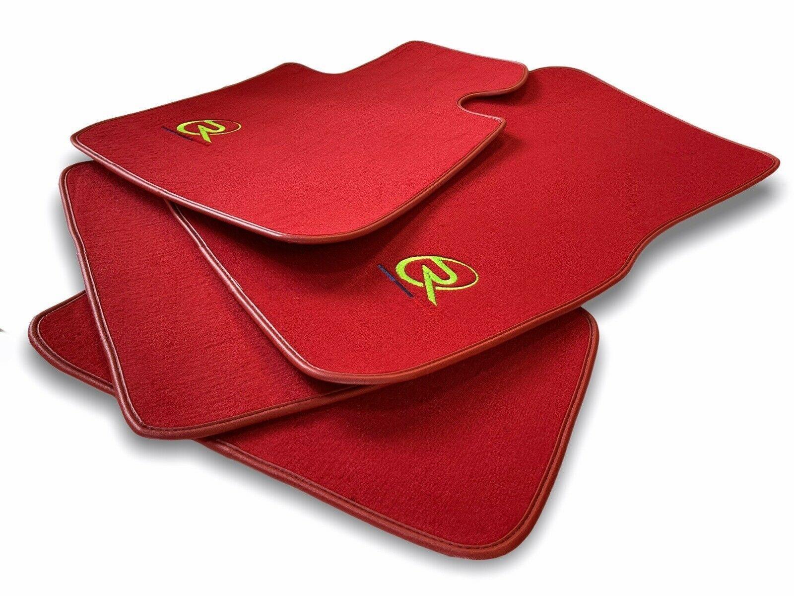 Red Floor Mats For BMW 7 Series E38 Long ROVBUT Brand Tailored Set Perfect Fit Green SNIP Collection - AutoWin