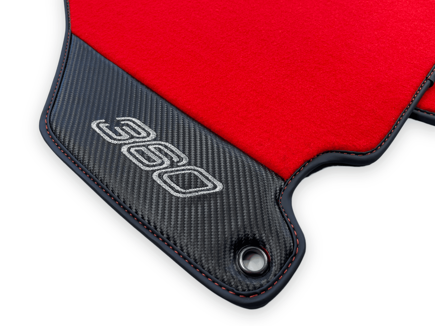 Red Floor Mats For Ferrari 360 Modena 1999-2005 With Carbon Fiber Leather - AutoWin