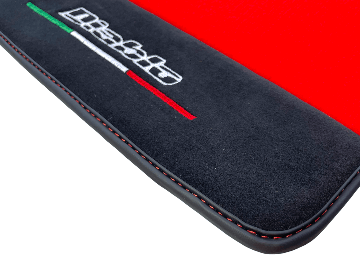 Red Floor Mats for Lamborghini Diablo 1990-2001 With Alcantara Leather - AutoWin
