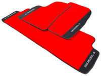 Red Floor Mats For Tesla Model 3 With Alcantara Leather - AutoWin