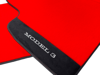 Red Floor Mats For Tesla Model 3 With Alcantara Leather - AutoWin