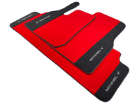 Red Floor Mats For Tesla Model Y With Alcantara Leather - AutoWin